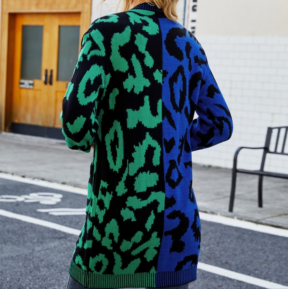 Blue Leopard Button Down Cardigan - Picture 6 of 9